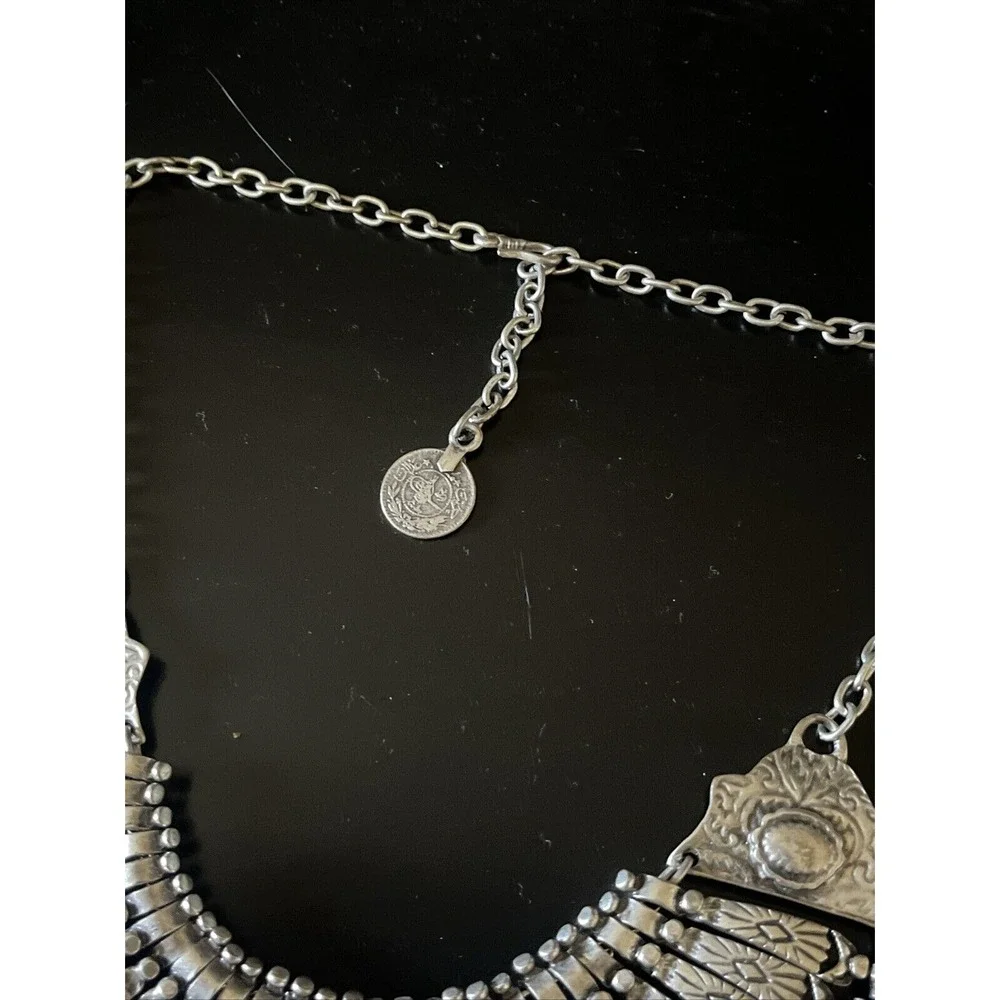 Vintage Metal Afghan Arabic Ship Coin Pendants Choker Necklace Tribal Coin Dance